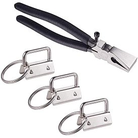 DIY Key Clasp Making, with Iron Key Clasps, with Ribbon Ends and Steel Clamp Flat Nose Pliers