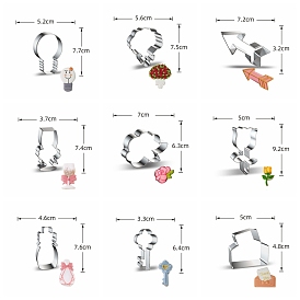 Stainless Steel Cookie Cutters, Cookies Moulds, DIY Biscuit Baking Tool for Valentine's Day, Light Bulb/Flower/Arrow/Tableware/Key/Envolope Pattern