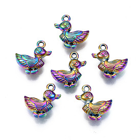 Rainbow Color Alloy Pendants, Cadmium Free & Lead Free, Duck