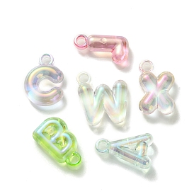 UV Plating Rainbow Iridescent Acrylic Beads, Letters