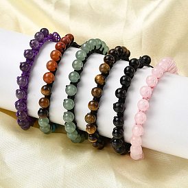 Регулируемые браслеты из натуральных драгоценных камней с плетеными бусинами для мужчин и женщин, круглые