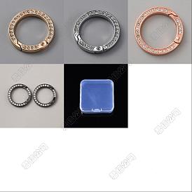 8 piezas 4 anillos de resorte de puerta de aleación de cristal de diamantes de imitación de colores, anillo