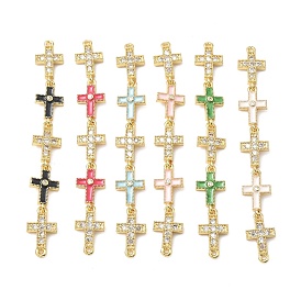 Подвески-соединители с микропаве из прозрачного кубического циркония с поперечными связями из латуни, с эмалью, без свинца и без кадмия, стойки покрытие, долговечный, реальный 5 k позолоченный