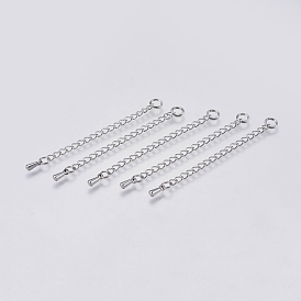 304 Stainless Steel Chain Extender, with Teardrop Chain Tab