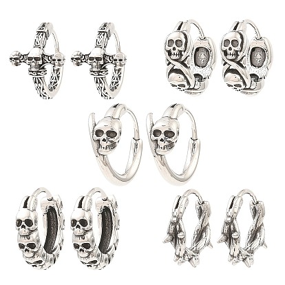 Skull Theme 316 Surgical Stainless Steel Hoop Earrings for Women Men