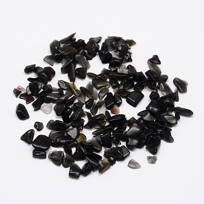 Natural Black Stone Chip Beads, No Hole/Undrilled, 2~8x3~5mm