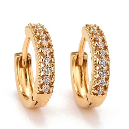 Clear Cubic Zirconia Huggie Hoop Earrings, Brass Hinged Hoop Earrings for Women, Lead Free & Cadmium Free & Nickel Free