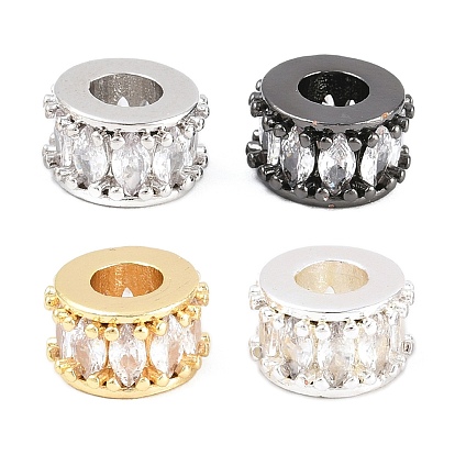 Латунь микропаве прозрачный кубический цирконий европейский бисер, колесо рондель, бусина с большим отверстием, долговечный, стойки покрытие, без свинца и без кадмия