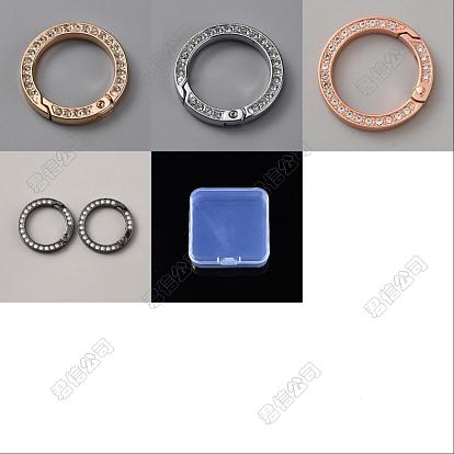 8 piezas 4 anillos de resorte de puerta de aleación de cristal de diamantes de imitación de colores, anillo
