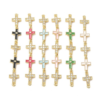 Подвески-соединители с микропаве из прозрачного кубического циркония с поперечными связями из латуни, с эмалью, без свинца и без кадмия, стойки покрытие, долговечный, реальный 5 k позолоченный