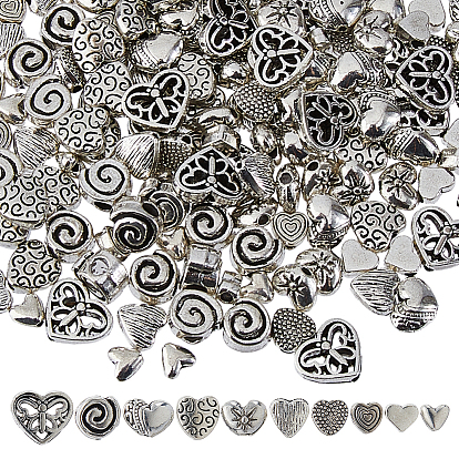 200 шт 10 стили бусины из сплава в тибетском стиле, без кадмия и без свинца, сердце