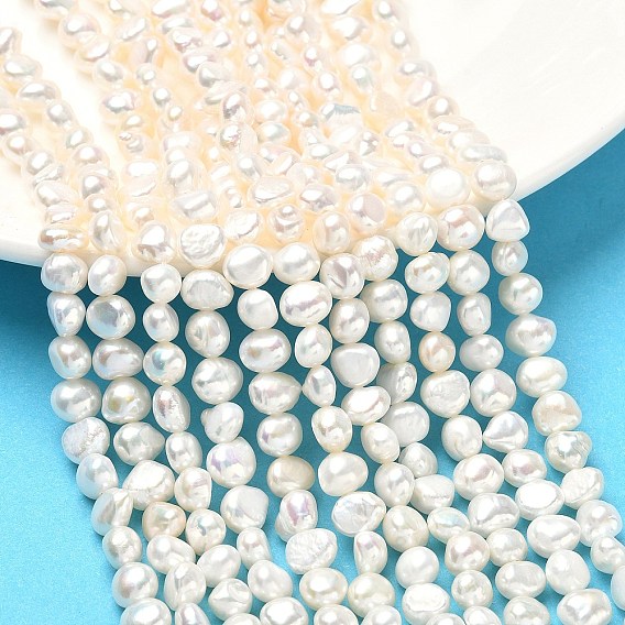 Нити из натурального культивированного пресноводного жемчуга, двух сторон полированной, класс 5а+