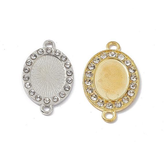 Alloy Cabochon Connector Settings, with Rhinestone, Oval Connector Charm