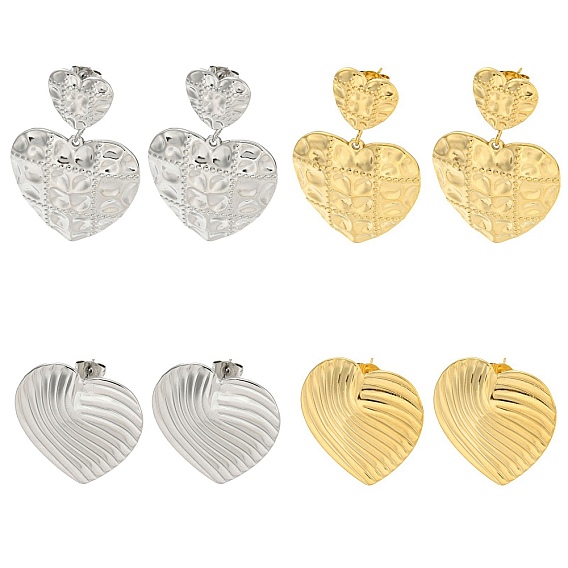 Ионное покрытие (ip) 304 серьги из нержавеющей стали, сердце