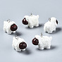 Colgantes de la resina opacos, con aro de hierro en tono platino, 3 d ovejas, blanco, 15~16x22x13 mm, agujero: 1.8 mm