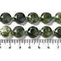 Natural Xinyi Jade/Chinese Southern Jade Beads Strands, with Seed Beads, Faceted Hexagonal Cut, Flat Round