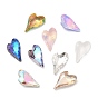 Pointed Back & Back Plated Glass Rhinestone Cabochons, Faceted Heart