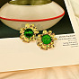 S925 silver needle exaggerated medium flower earrings trendy glass bead earrings retro personalized earrings for women
