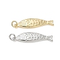Brass Pendants, Fish Charms, Cadmium Free & Lead Free, Rack Plating, Long-Lasting Plated