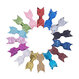 NBEADS Cloth Bowknot Alligator Hair Clips, with Iron Alligator Clips, Glitter Powder