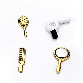Miniature Hairdressing Sets, Alloy Simulation Comb Mirror Hair Dryer Model Toy for Dollhouse Decor