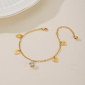 Модные регулируемые латунные прозрачные кубические цирконии браслеты в форме сердца с подвесками для женщин