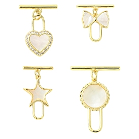 4шт. 4 стили латунные застежки-тоглы, с оболочкой, разнообразные