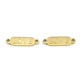 Ion Plating(IP) 316L Surgical Stainless Steel Connector Charms, Oval with Word Love