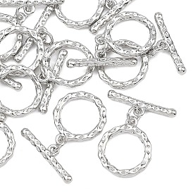 SHEGRACE Brass Toggle Clasps, Cadmium Free & Nickel Free & Lead Free, Textured Ring