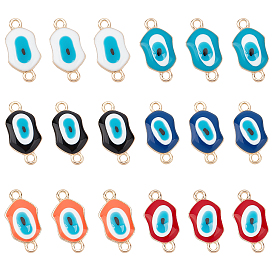48Pcs 6 Colors Alloy Enamel Links Connectors, Lip with Evil Eye, Golden