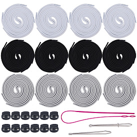 Sewing Tools Set, with Elastic Threaders Wear Elastic Band Tool, Polyester Cord, Stainless Steel Drawstring Threader and Tweezers Steel Bodkin