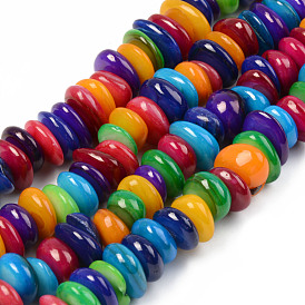 Natural Freshwater Shell Beads Strand, Dyed, Flat Round