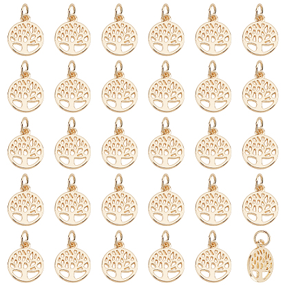 50 подвески из сплава шт., с целью перехода в кольце, плоская круглая с подвеской дерево жизни