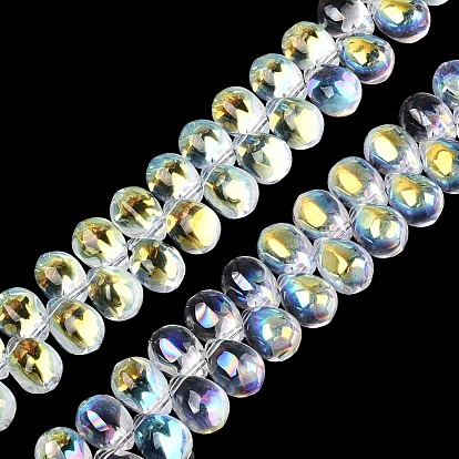 Plaquent verre transparent perles brins, perles percées, larme, de couleur plaquée ab 