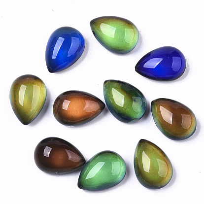 Translucent Glass Cabochons, Changing Color Mood Cabochons, Teardrop