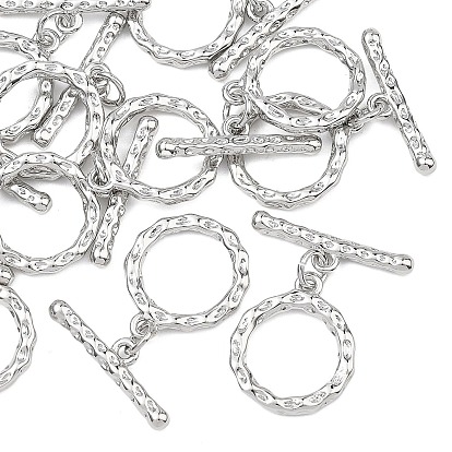 SHEGRACE Brass Toggle Clasps, Cadmium Free & Nickel Free & Lead Free, Textured Ring