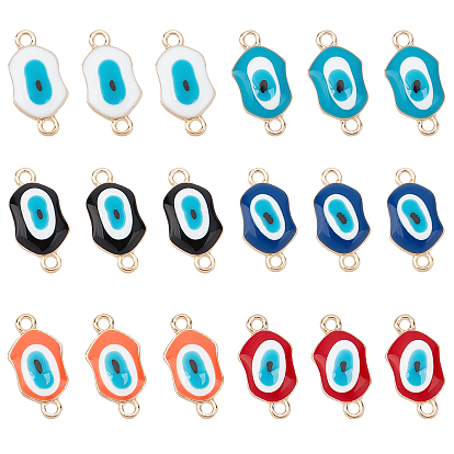 48Pcs 6 Colors Alloy Enamel Links Connectors, Lip with Evil Eye, Golden