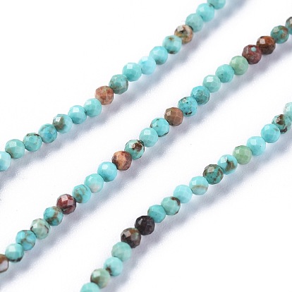 Natural Magnesite Beads Strands, Dyed, Faceted, Round