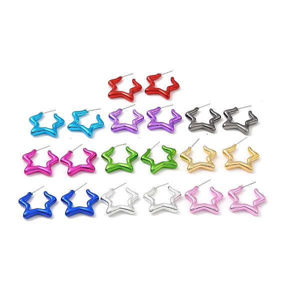 Star Acrylic Stud Earrings, Half Hoop Earrings with 316 Surgical Stainless Steel Pins