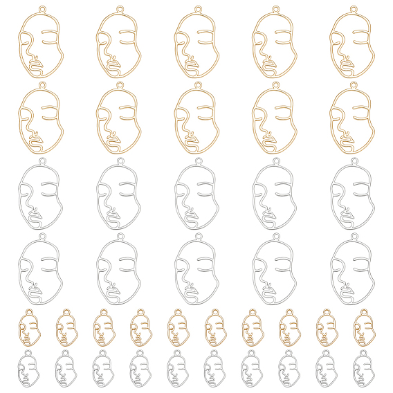 40шт 4 стили подвески из цинкового сплава, выдолбленная маска