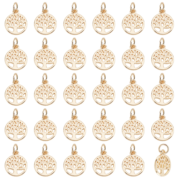 50 подвески из сплава шт., с целью перехода в кольце, плоская круглая с подвеской дерево жизни