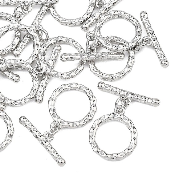 SHEGRACE Brass Toggle Clasps, Cadmium Free & Nickel Free & Lead Free, Textured Ring