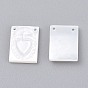 Natural White Shell Mother of Pearl Shell Charms, Rectangle with Heart