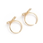 Adjustable Brass Micro Pave Cubic Zirconia Cuff Rings, Open Rings, Long-Lasting Plated, Butterfly
