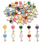 40 piezas 10 colores colgantes de aleación de esmalte, llave con encantos de corazón, la luz de oro
