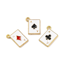 Rack Plating Alloy Charms, with Enamel, Cadmium Free & Nickel Free & Lead Free, Golden, Playing Card Charm