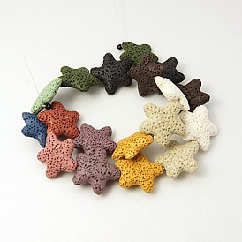 Brins de perles de pierre de lave naturelle, teint, étoile de mer / étoiles de mer