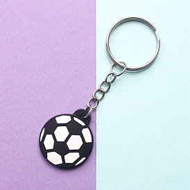 PVC Football Keychain, with Iron Ring, for Car Key Backpack Gift Pendant
