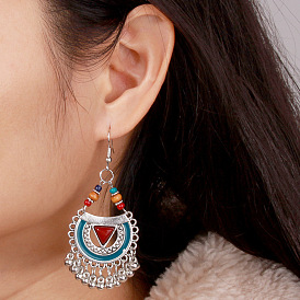 W670 Jewelry Ethnic Style Retro Geometric Earrings Personality Embossed Travel Pendant Earrings Women