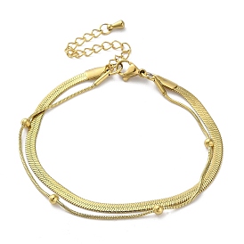 304 Stainless Steel Snake Chain & Herringbone Chain Multi-Strand Bracelets for Women